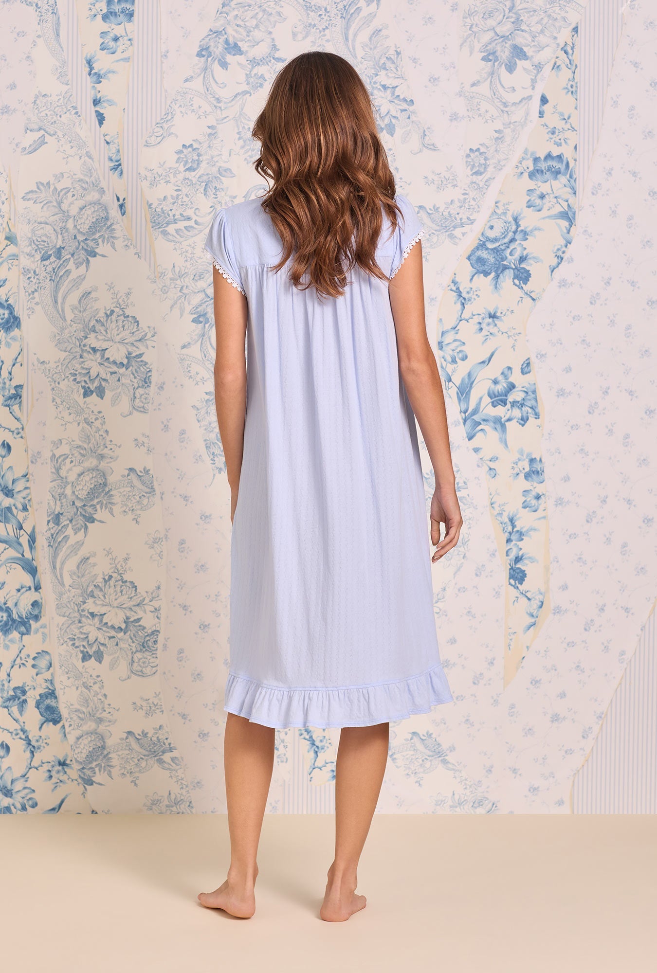 Eileen West Lilac Belle Cotton Pointelle Cap Sleeve Waltz Nightgown