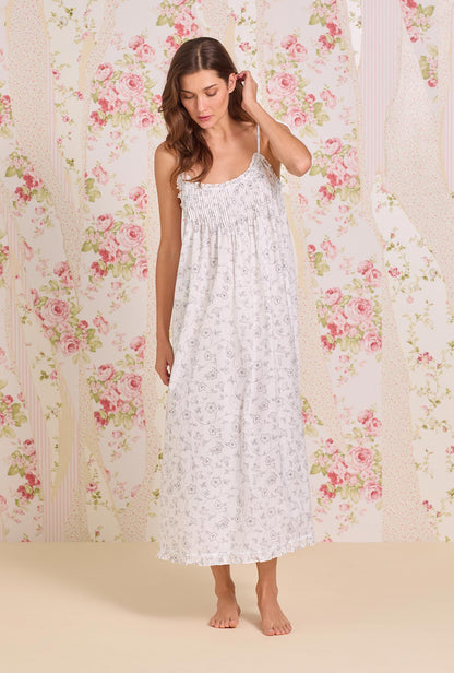 Eileen West The "Lucille" Morning Glory Cotton Lawn Ballet Nightgown