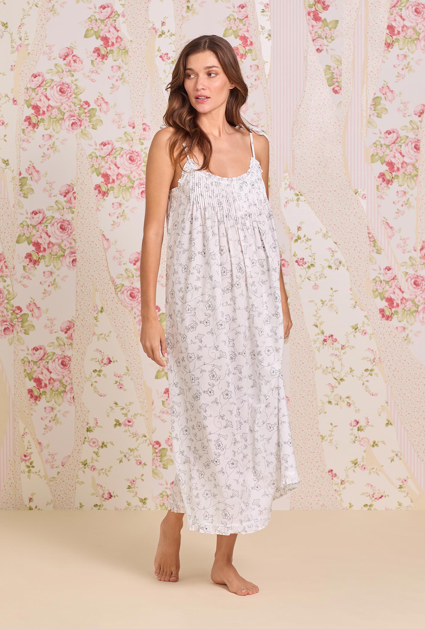 Eileen West The "Lucille" Morning Glory Cotton Lawn Ballet Nightgown