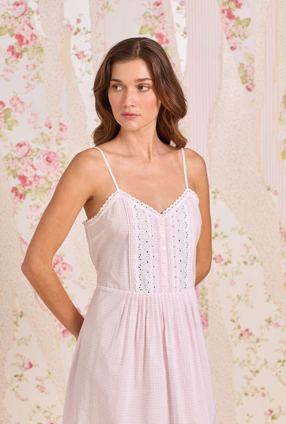 Eileen West The "Evie" Pink Gingham Cotton Lawn Ballet Nightgown