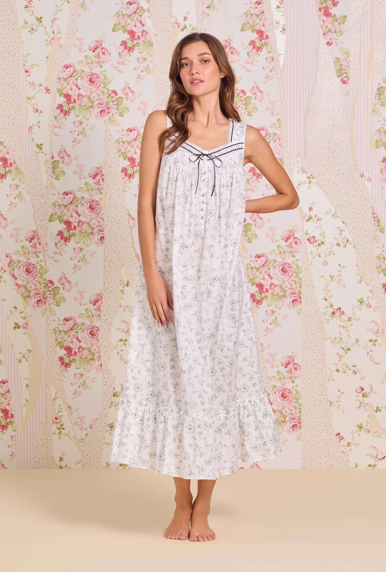Eileen West The "Eileen" Morning Glory Cotton Lawn Ballet Nightgown