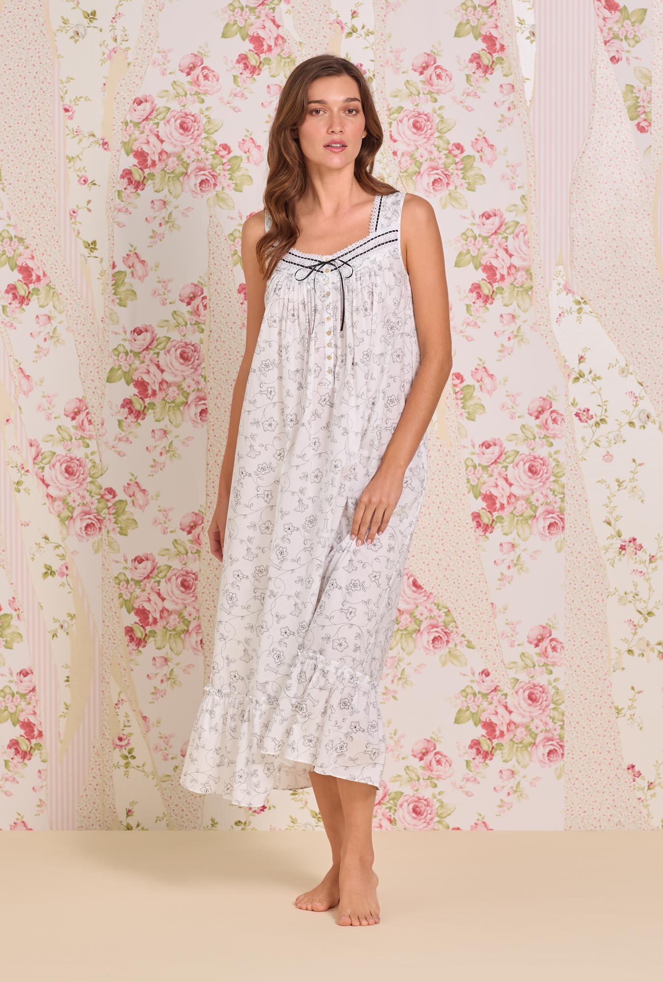 Eileen West The "Eileen" Morning Glory Cotton Lawn Ballet Nightgown