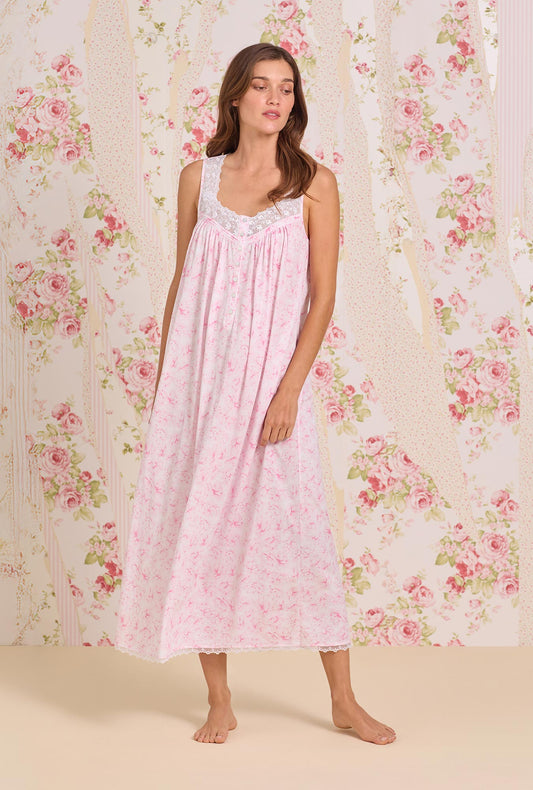 Eileen West The "Eileen" Blush Garden Cotton Modal Ballet Nightgown