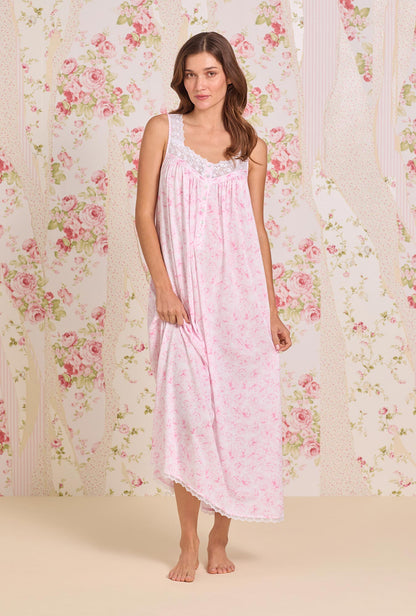 Eileen West The "Eileen" Blush Garden Cotton Modal Ballet Nightgown