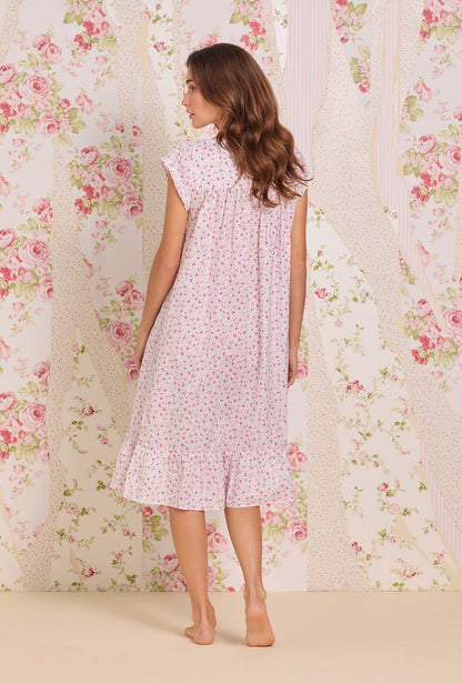 Eileen West Sweet Ditsy Cotton Lawn Cap Sleeve Waltz Nightgown