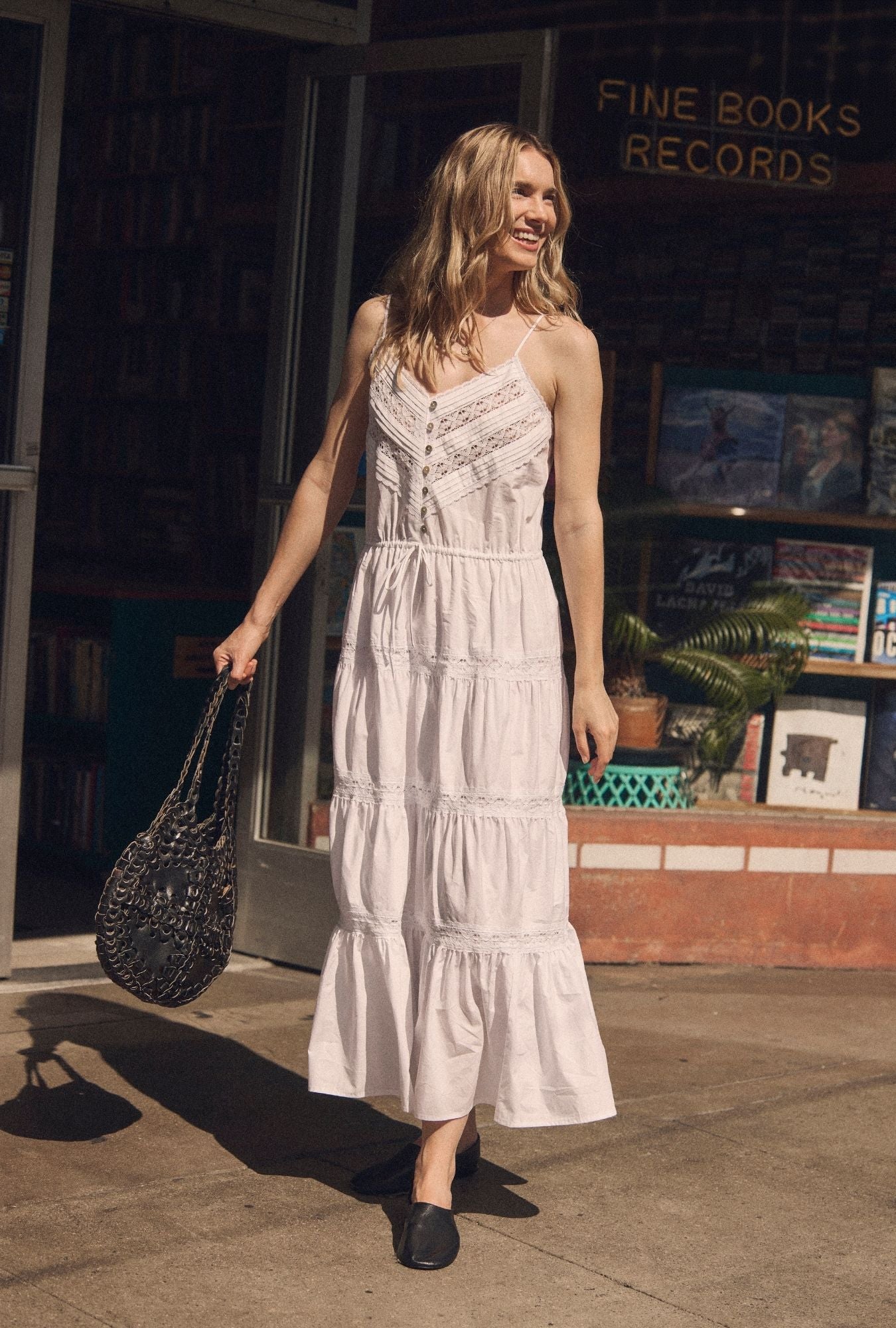 Eileen West Celia Soft White Cotton Maxi Dress