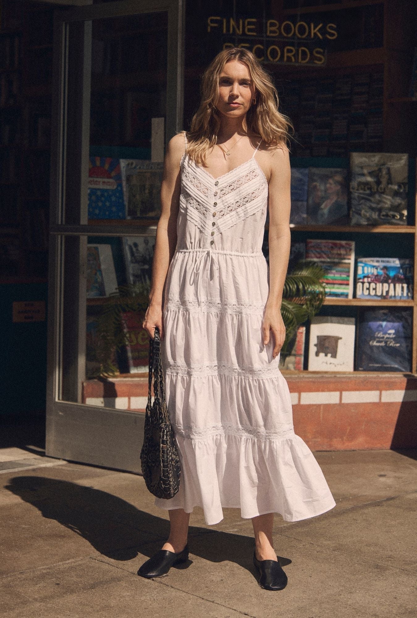 Eileen West Celia Soft White Cotton Maxi Dress