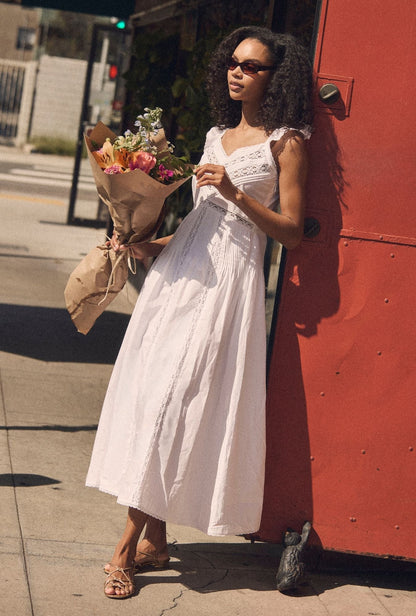 Eileen West Carmela Soft White Cotton Maxi Dress