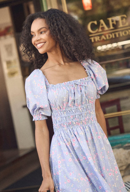 Eileen West Marin Chambray Rose Cotton Maxi Dress
