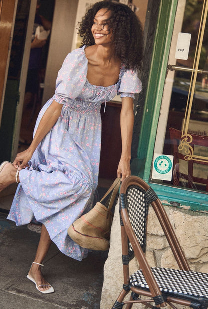 Eileen West Marin Chambray Rose Cotton Maxi Dress