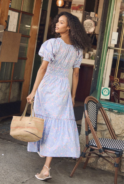 Eileen West Marin Chambray Rose Cotton Maxi Dress