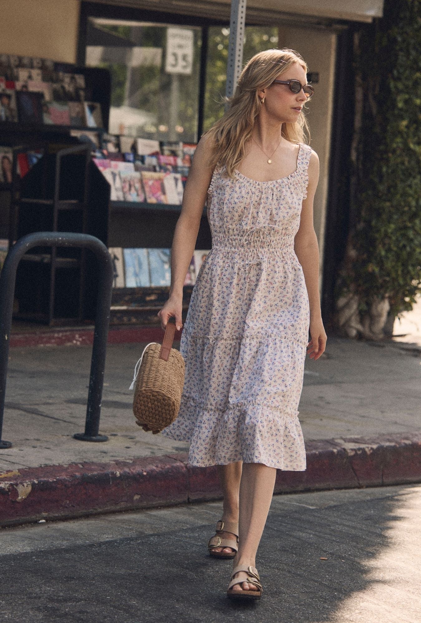 Eileen West Nora Buttercup Floral Cotton Midi Dress