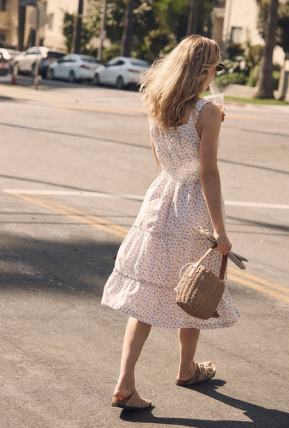 Eileen West Nora Buttercup Floral Cotton Midi Dress