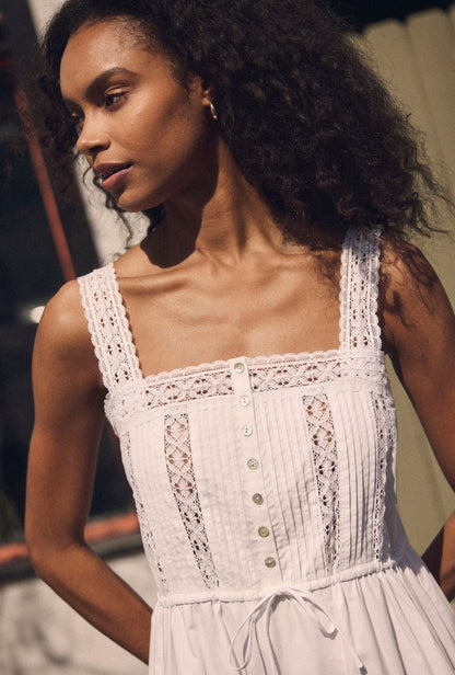 Eileen West Elise Soft White Cotton Maxi Dress