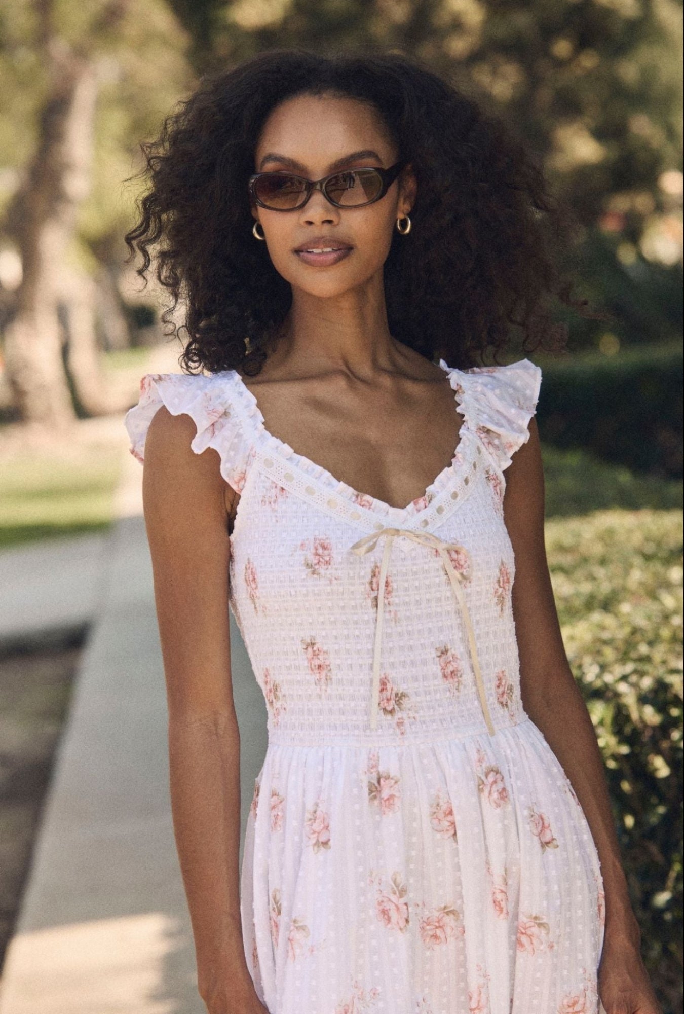 Eileen West Ada Venice Rose Cotton Swiss Dot Midi Dress