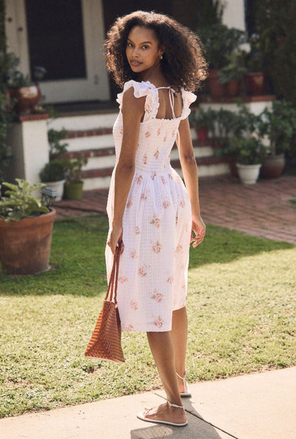 Eileen West Ada Venice Rose Cotton Swiss Dot Midi Dress