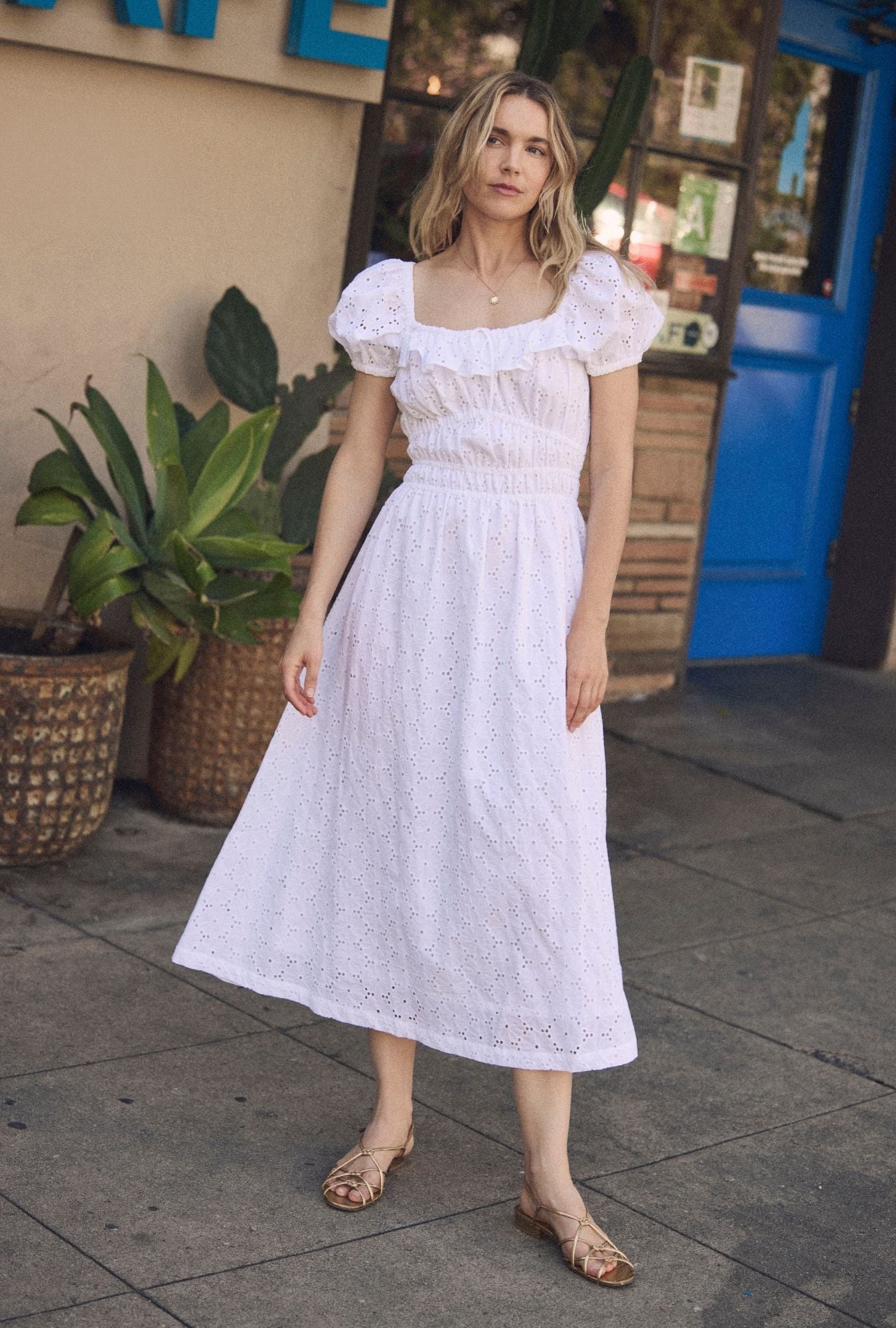 Eileen West Catalina Soft White Cotton Maxi Dress