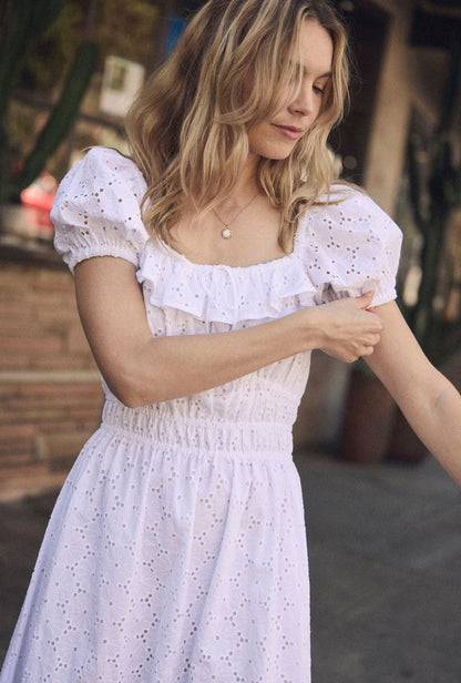 Eileen West Catalina Soft White Cotton Maxi Dress