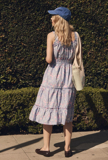 Eileen West Nora Chambray Rose Cotton Midi Dress