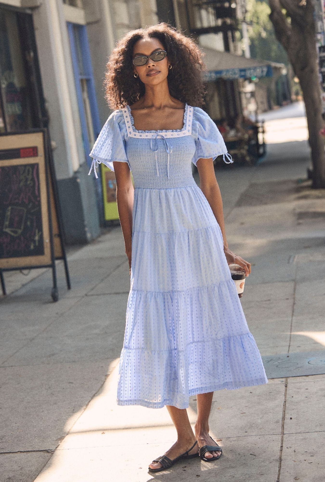 Eileen West Rosalie Bluebell Peri Cotton Swiss Dot Maxi Dress