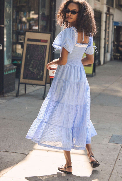 Eileen West Rosalie Bluebell Peri Cotton Swiss Dot Maxi Dress