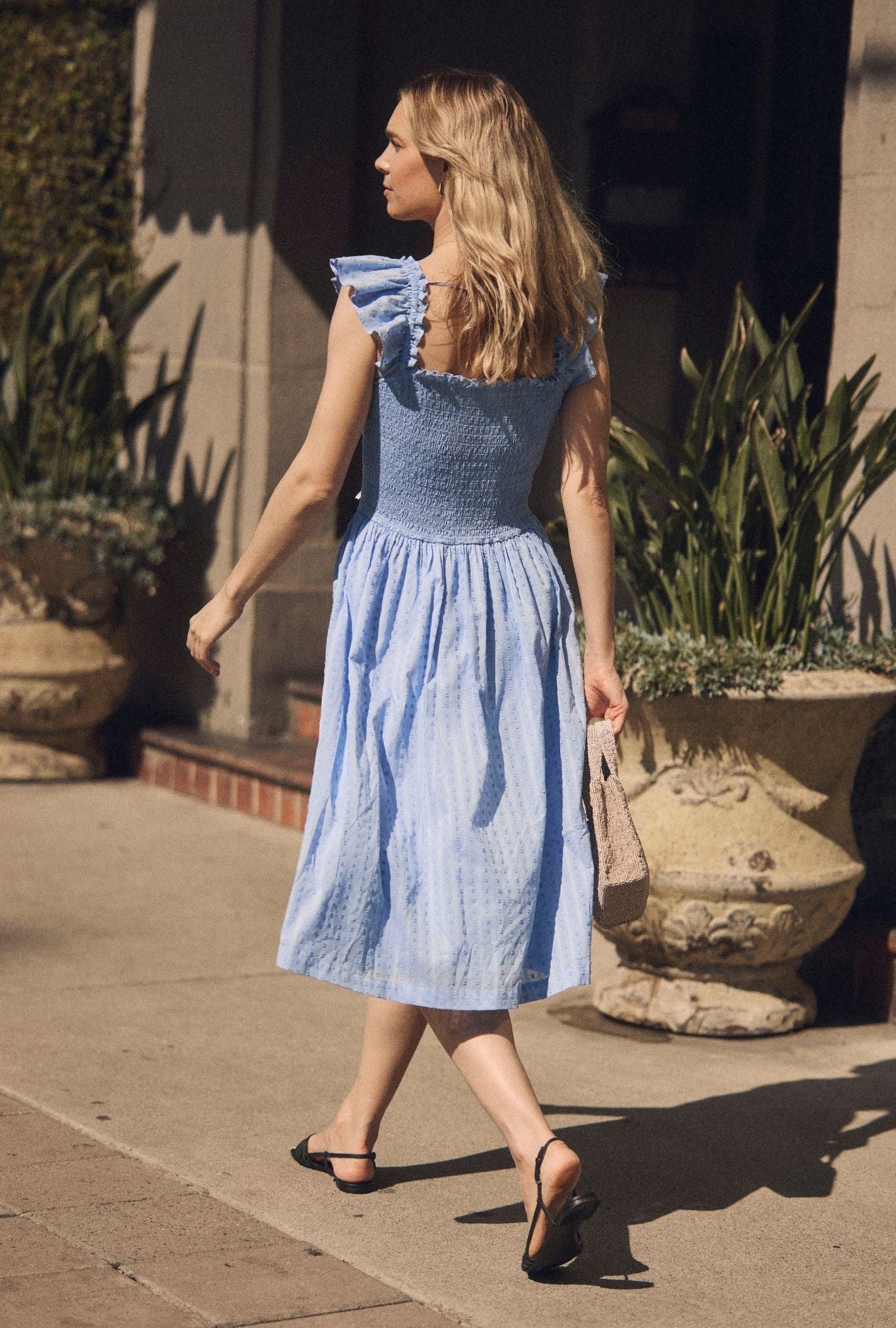 Eileen West Ada Bluebell Peri Cotton Swiss Dot Midi Dress