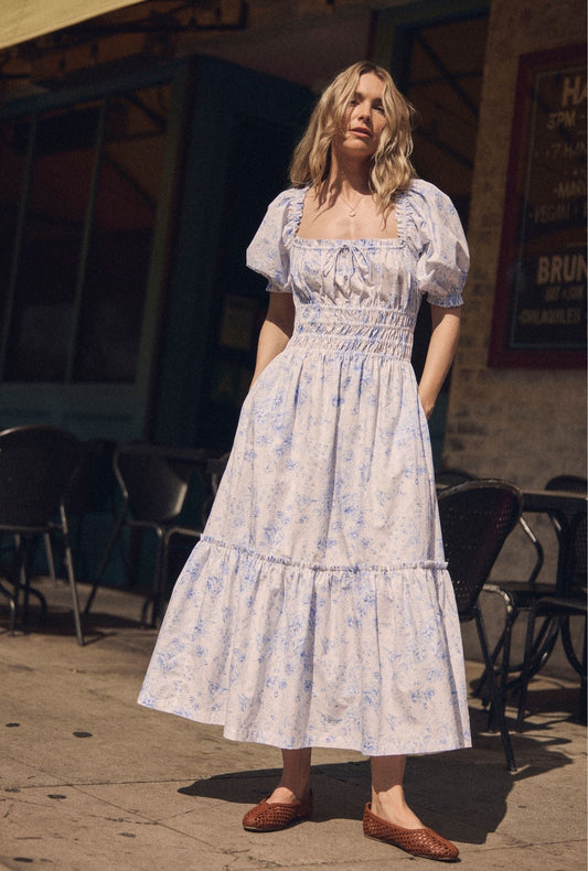 Eileen West Marin Coastal Toile Cotton Maxi Dress