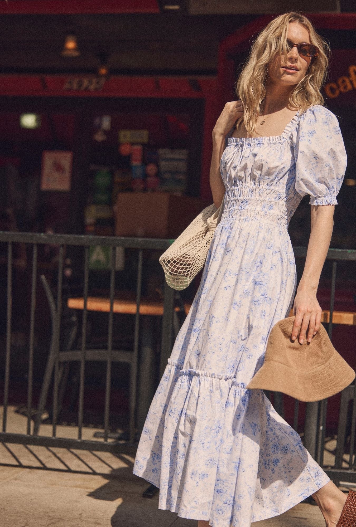 Eileen West Marin Coastal Toile Cotton Maxi Dress