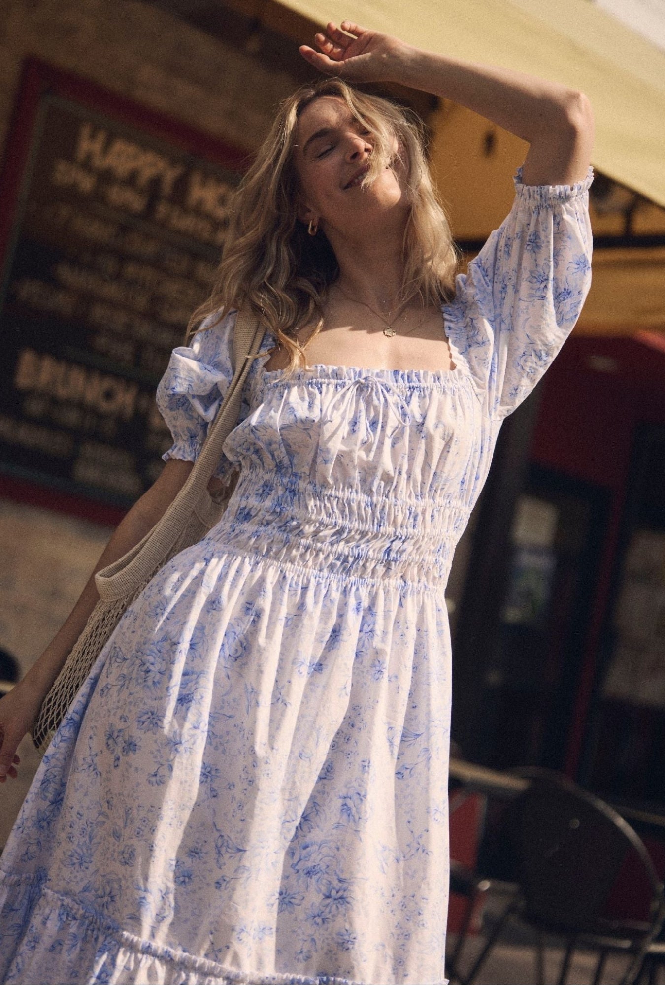 Eileen West Marin Coastal Toile Cotton Maxi Dress