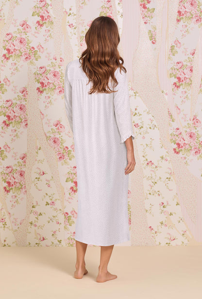 Eileen West Classic Dot Cotton Knit 3/4 Sleeve Ballet Nightgown