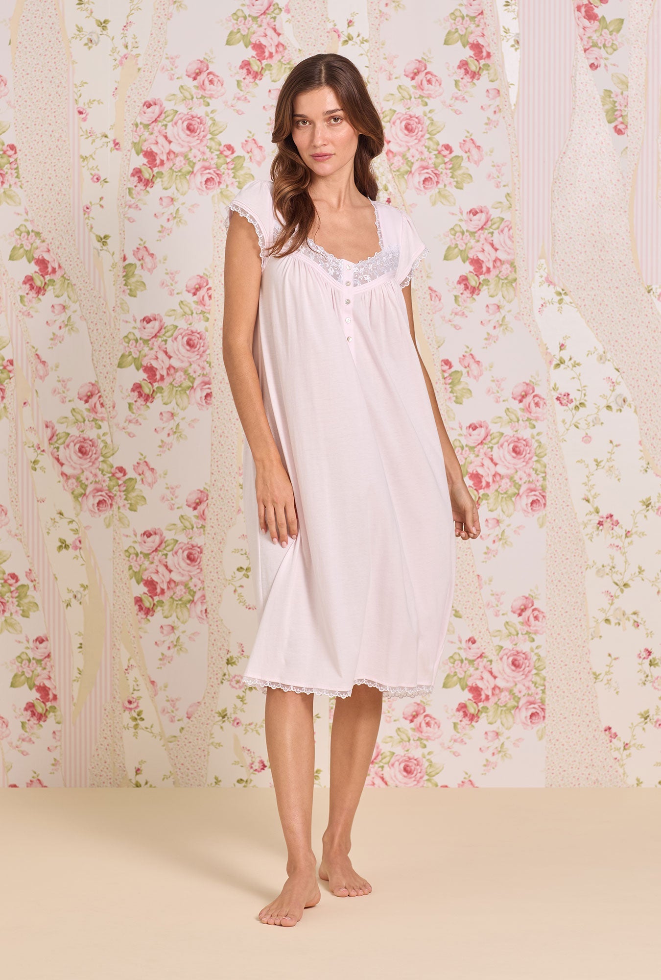 Eileen West Ballet Slipper Cotton Modal Cap Sleeve Waltz Nightgown