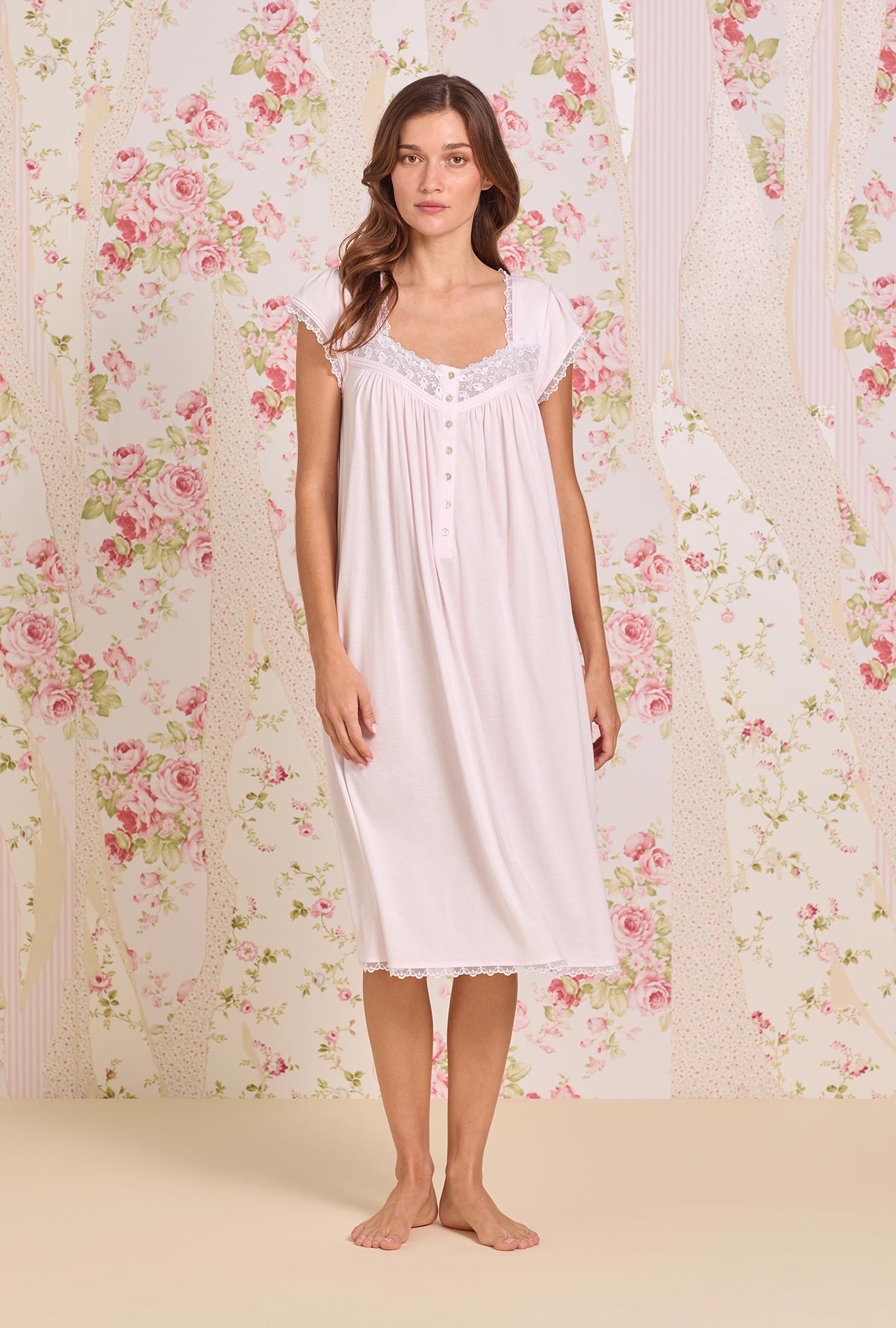Eileen West Ballet Slipper Cotton Modal Cap Sleeve Waltz Nightgown