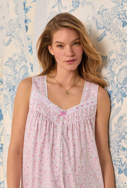 Eileen West Pink Ditsy Cotton Knit Chemise